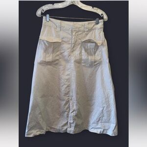 Who What Wear Cream Linen-Blend Skirt with pockets Size 2 Women